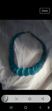 Gorgeous Turquoise Flat Stone Necklace