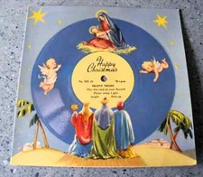 VINTAGE MELODY HAPPY CHRISTMAS CARD FLEXIBLE DISC RECORD SILENT NIGHT 78 R.P.M.