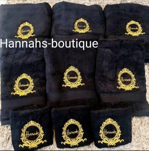 Black embroidery towels - x,