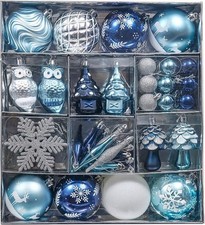 Christmas Ball Ornaments for Tree Decor, 80ct Winter Wishes Silver and Blue