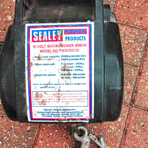 Sealey 12v power winch - 12v, with