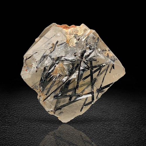 Black rutile with quartz - with, on