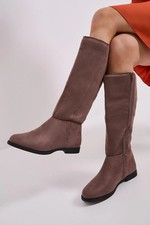 Dorothy Perkins Taupe Knee High Boots Womens Casual Boots