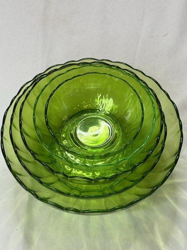 Vintage green glass nesting - vintage,