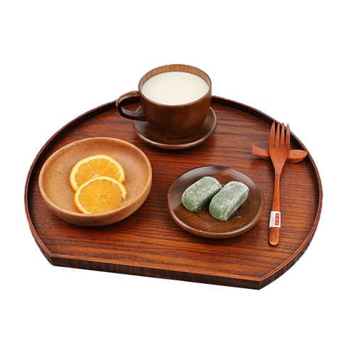 Wooden serving tray half moon - tray,