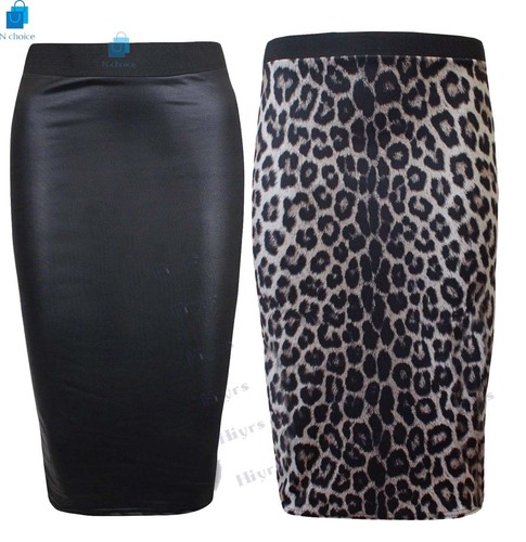 Womens wet look pencil skirt - womens,