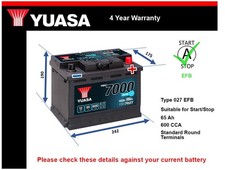 EFB Car Battery YBX7027 Yuasa