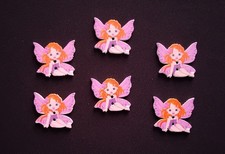 6 x Cute Fairy Wooden Buttons