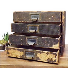 Vintage Wooden Desk Organiser Drawers Antique Office Storage Brass Civil Service
