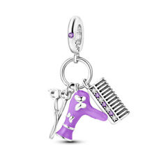 Hairdresser Comb Stylist Bead Charm Sterling Silver 925