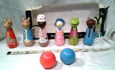 Peter Rabbit wooden skittles x6 wooden ball x2 original box favourite characters