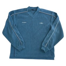 Vintage Umbro Fleece Sweatshirt V-Neck Pullover 90s Retro Jumper Mens Medium