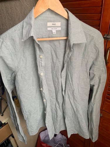 And green linen shirt size - green,