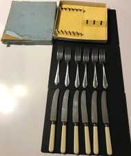 Vintage Sheffield Cambridge Chrome Plate On Nickel Silver Cutlery Set Boxed 