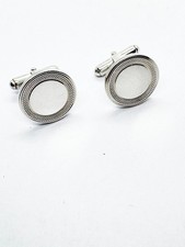 ROUND BORDER HALLMARK CUFFLINKS,  solid `925`  Sterling Silver. Made in England