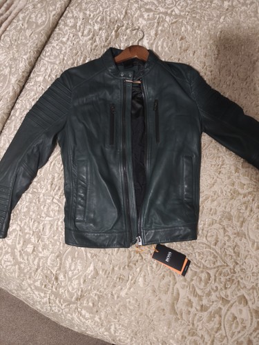 Hugo boss green lather jacket - hugo,