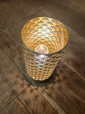 JHY DESIGN Gold Bedside Table Lamp, Metal Battery Powered Cordless Accent Light