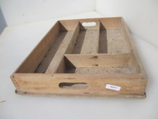 Vintage Wooden Cutlery Tray Utensil Holder Farmhouse Cottage Storage Old Wood