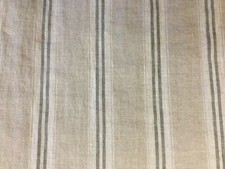 French Vintage Fabric Linen Stripe Charcoal Grey Curtain Roman Upholstery