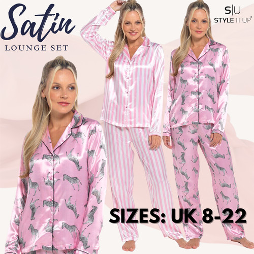 Satin pyjamas long sleeved - satin,