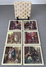 Vintage Set of 6 Cries Of London Glass Coasters -3.5 inch x 3.5 inch Cottagecore