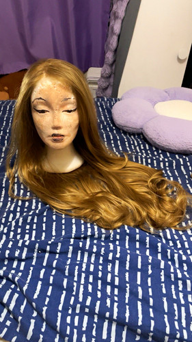 Honey blonde human hair wig - honey,