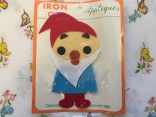 Vintage 60' iron on felt fabric patch, applique, motif - gnome, elf - Christmas