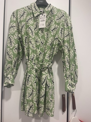 Zara leafy print shirt dress - zara,