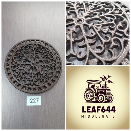 Vintage round cast iron trivet - vintage,