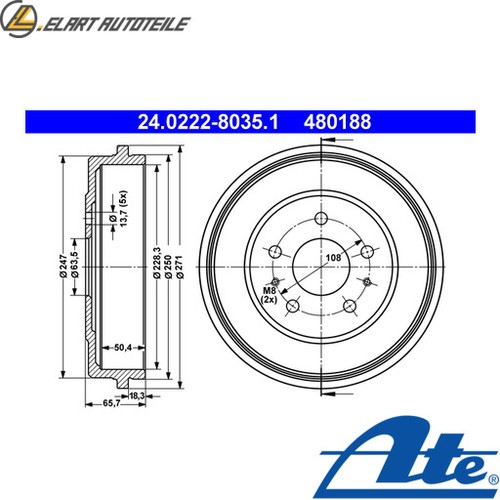 Brake drum 0222 8035 1 - brake, 24.0222-8035.1