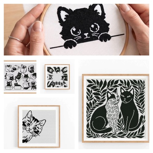 Job lot cats monochrome - job,