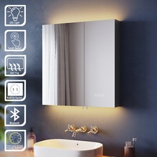 Black LED Bathroom Mirror Cabinet with Socket Bluetooth Demister 3 Color 630x650