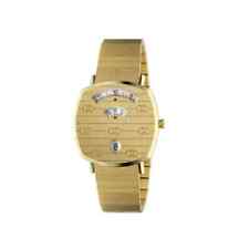 New Gucci Grip GP 157.4 YA157403 GP Quartz Gold Tone Mens Wristwatch 