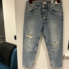 Zara W32 Cropped Jeans Ripped Blue Denim Men’s