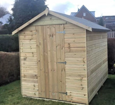 8x6 Tanalised Apex Wooden Garden Shed Factory Seconds Hut Fully T&G 12mm Finish