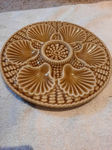 Vintage brown oyster plate - vintage,