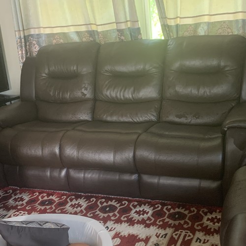 Brown faux leather - leather, sofa