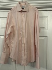 T.M.Lewin Men's Long Sleeve Finest Two Fold Cotton Non Iron Pink Collar 16” Reg