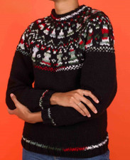 Knitting Pattern copy Ladies designer chunky Christmas yoke sweater 32-46" 1026F