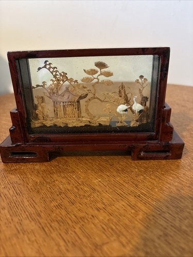 Vtg chinese cork carving art - cork,