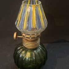 Green Glass Oil Mini Lamp