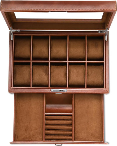 Leather watch box with - watch,