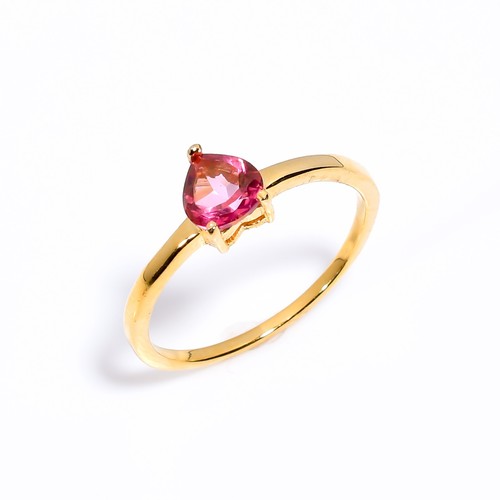 Pink topaz heart ring - heart, 6mm