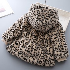 Kids Baby Girls Faux Mink Fur Thick Parka Warm Hooded Coat Jacket Coat Outerwear