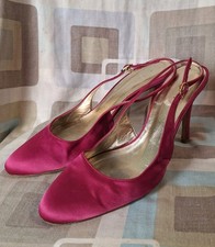 LK Bennett Fuchsia Pink Satin Sling Back Stiletto Heel Court Shoes - Size 6