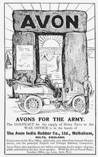 AVON INDIA RUBBER Co Motor Tyres, Stonehenge Theme Antique Advertisement 1908