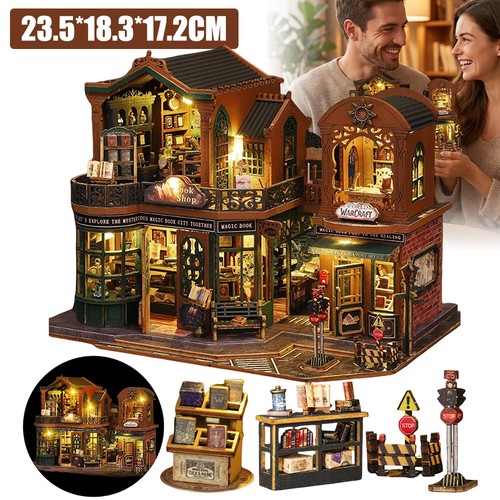 Diy book nook kit miniature - nook,