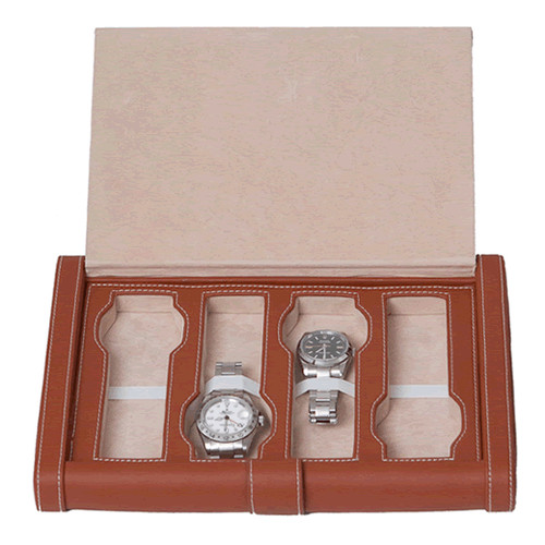 Brown leather four watch - brown,