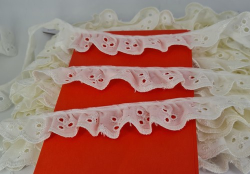 Cream frilled broderie - cream,