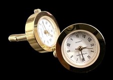 Vintage - Tateossian - Watch (Quartz) Cufflinks With White Dial & Roman Numerals